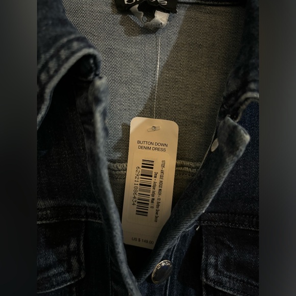 Bebe Button down denim dress with belt - Picture 3 of 4